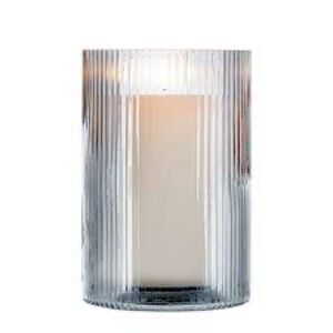 Better Homes & Gardens Blue Glass Ribbed Hurricane Candleholder, 8", Large